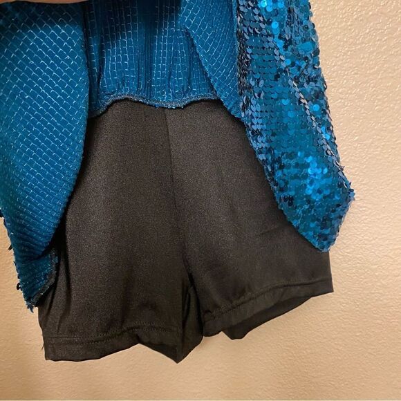 WEISSMAN Dance Costume jazz Aqua blue teal Stand Down 12832 Child LC - Picture 5 of 11